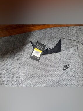 Nike Light Gray Waffle-Knit Pullover with Black Swoosh
